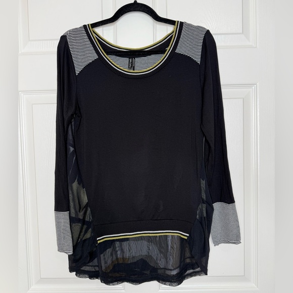 Stella Carakasi Sweaters - Stella Carakasi Mixed Media Mesh Kint Tunic Sweater Black Size S Lagenlook
